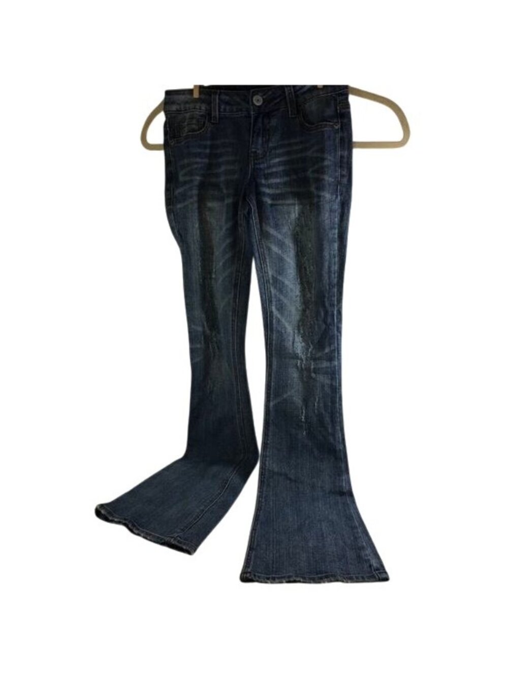 Vanilla Star Womens Jeans Distressed Flare 5 Pocket Light Wash Jeans Size 28 x 3